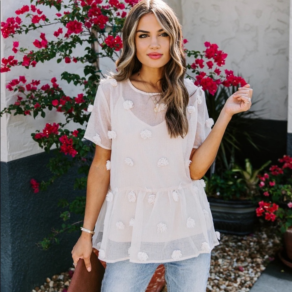 Vici Pom Pom Peplum Top - Medium